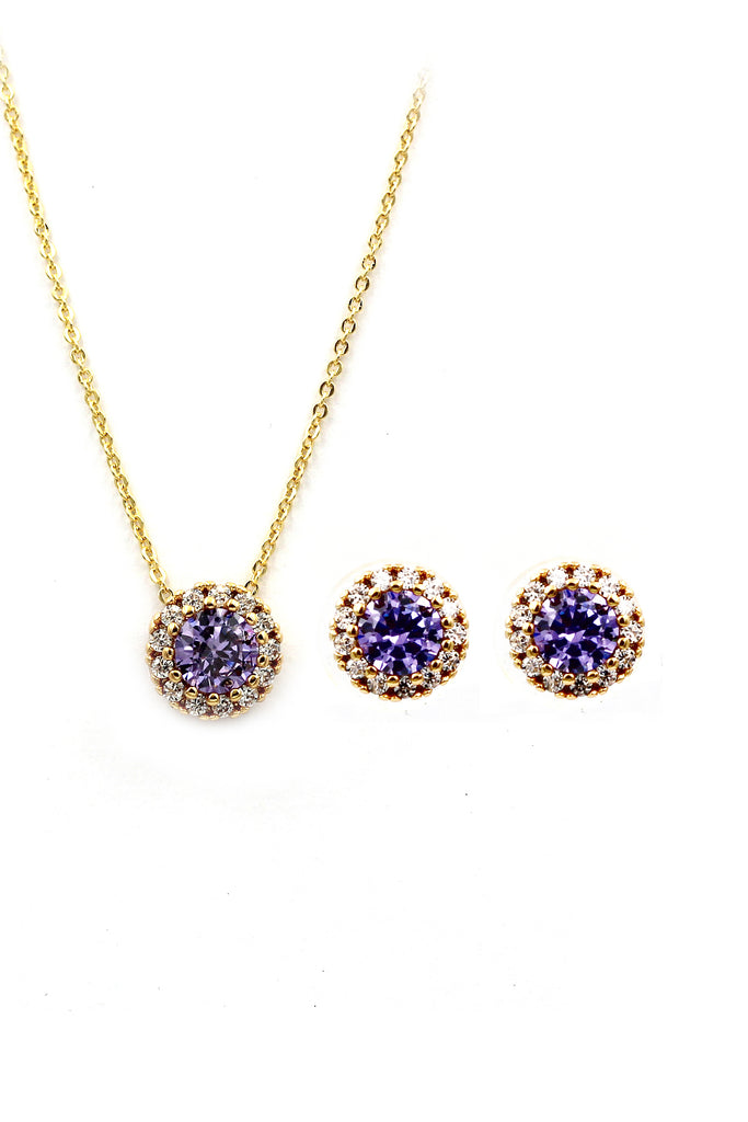 fashion gold crystal earrings necklace set