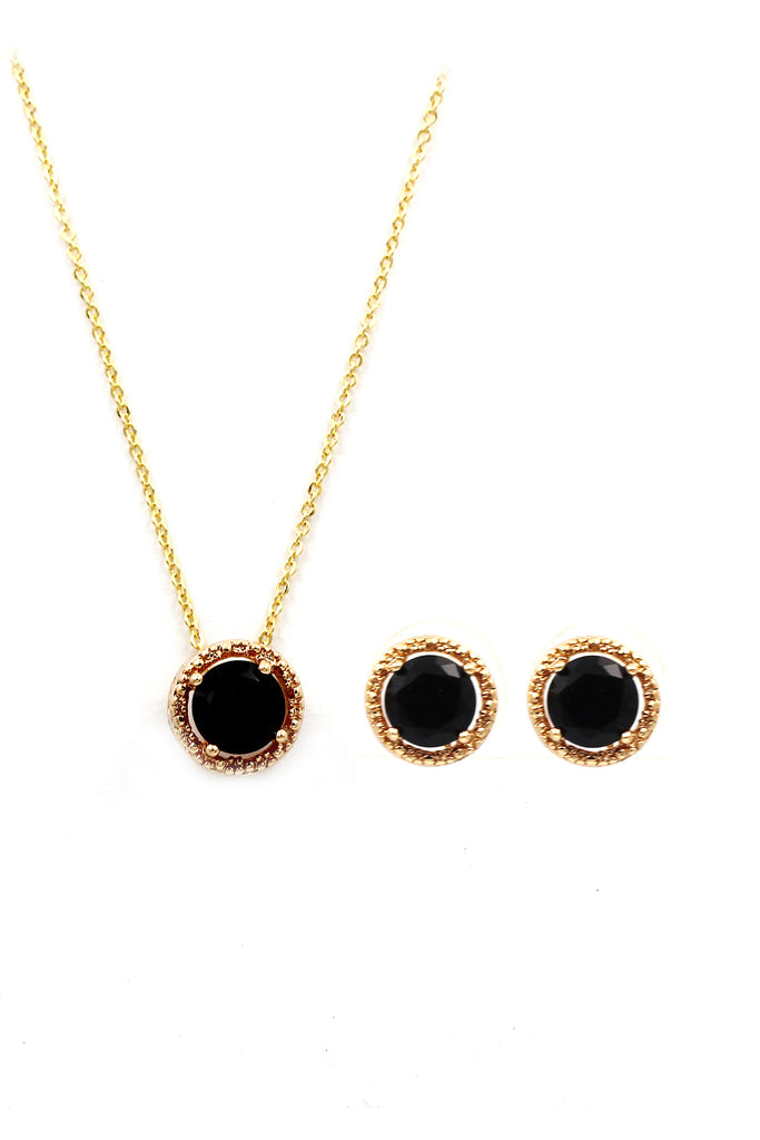 fashion gold four-claw crystal earrings necklace set