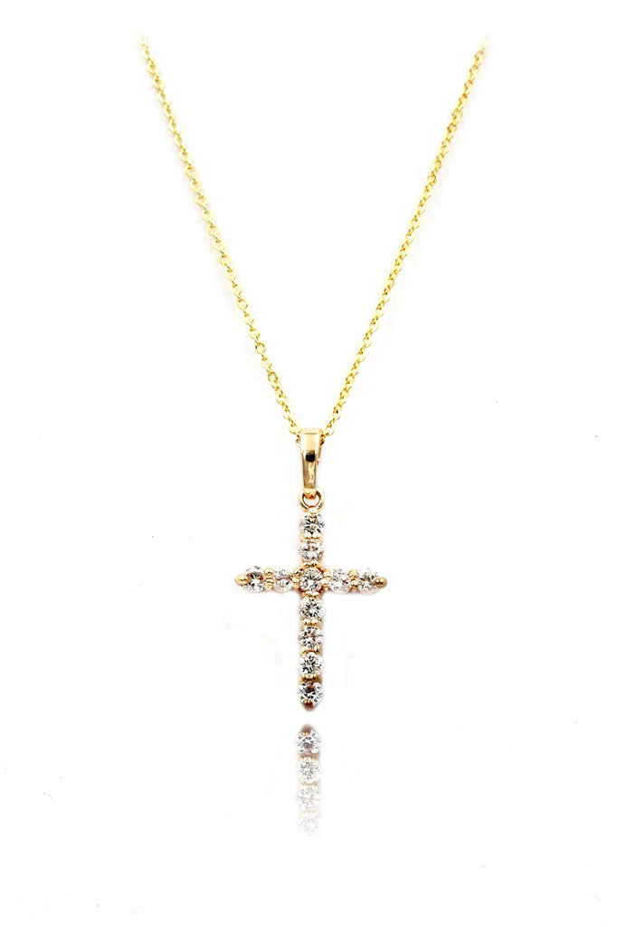 golden crystal cross necklace earring set