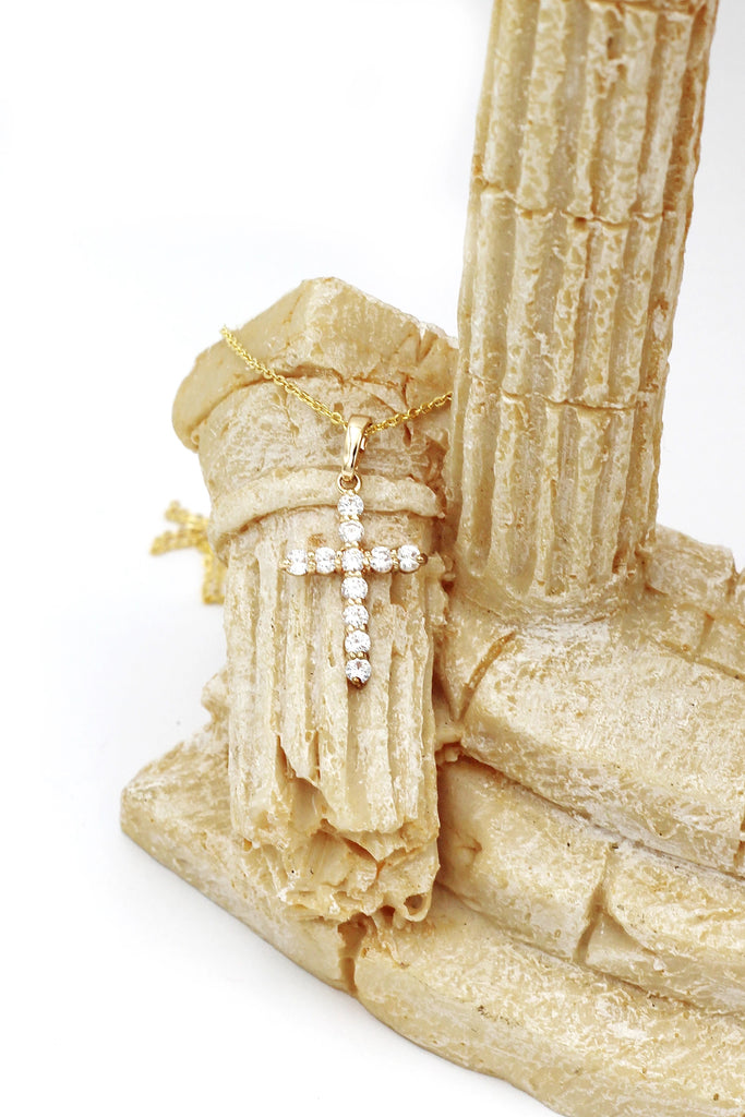 golden crystal cross necklace earring set