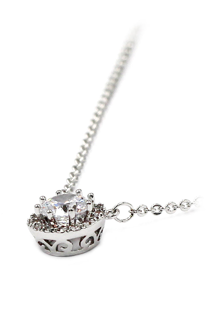 lady silver crystal pendant necklace