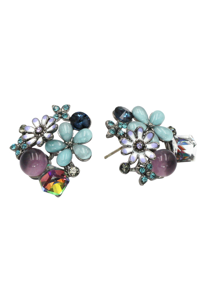 beautiful purple crystal flower earrings