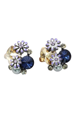 Shiny elegant bow crystal earrings