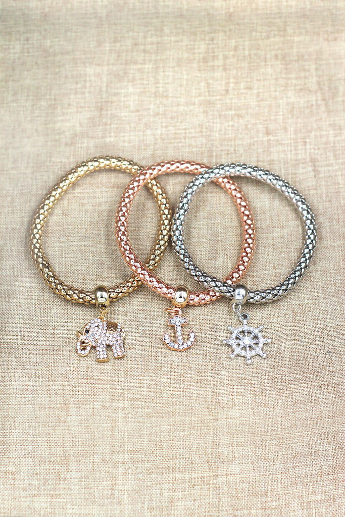 Fashion tricolor diamond pendant bracelet