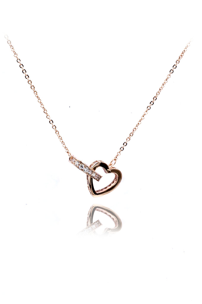 double heart crystal necklace
