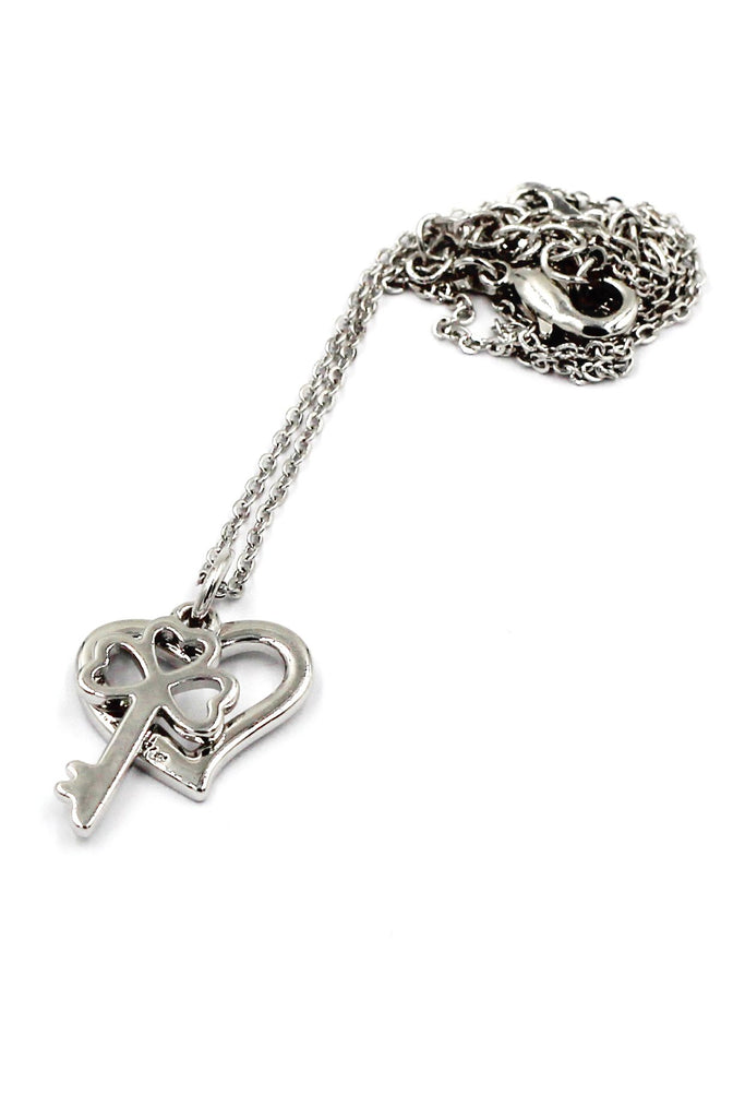 elegant heart necklace ring set