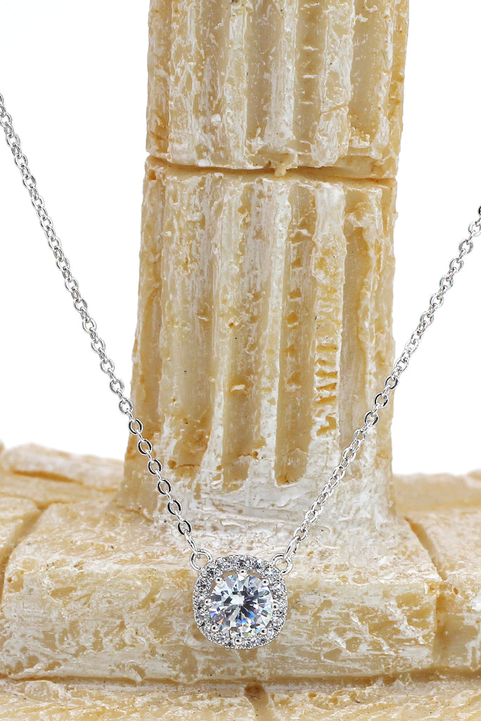 lady silver crystal pendant necklace