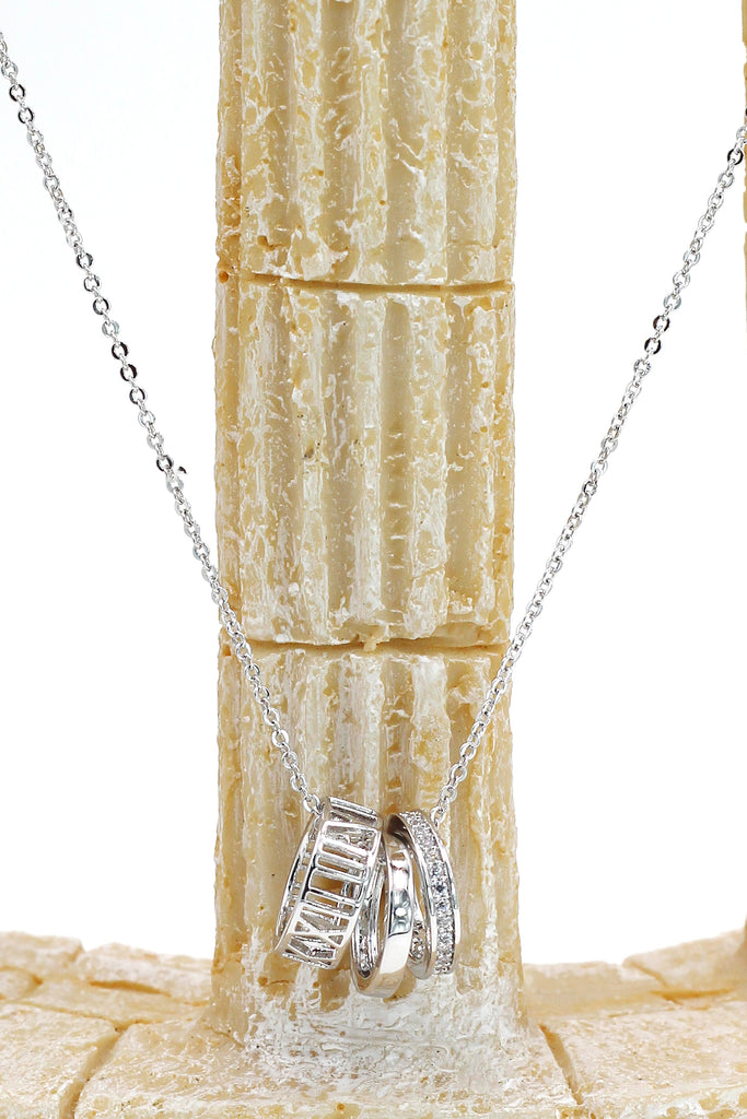 lady circle crystal silver necklace