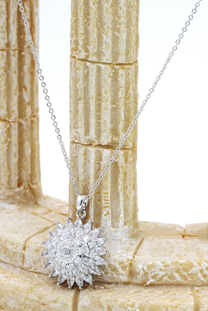 shiny silver earrings necklace crystal set