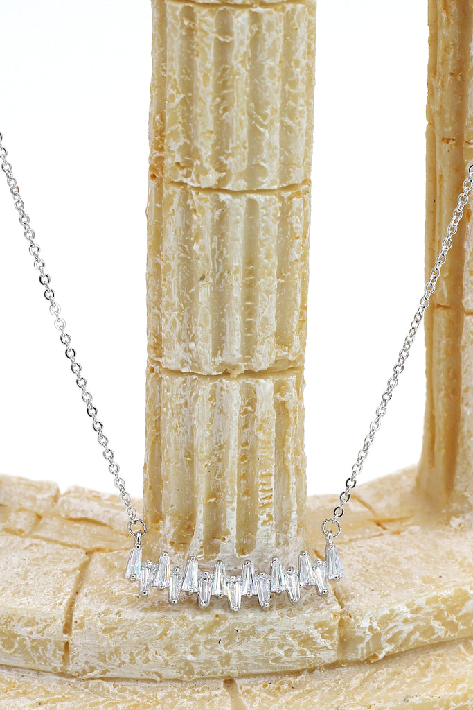 curve crystal silver necklace