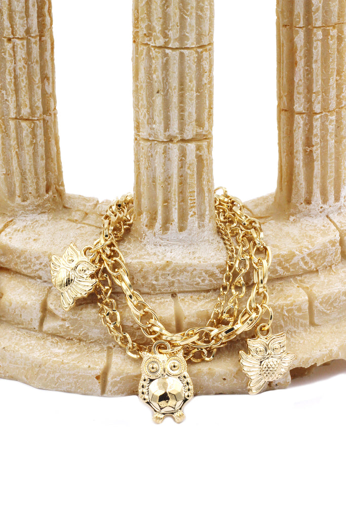Fashion gold owl earrings bracelet set
