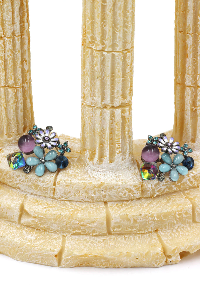 beautiful purple crystal flower earrings
