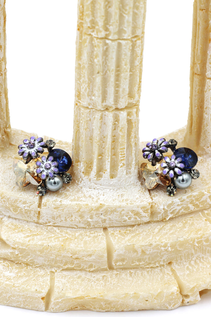 sweet crystal butterfly pearl flower earrings