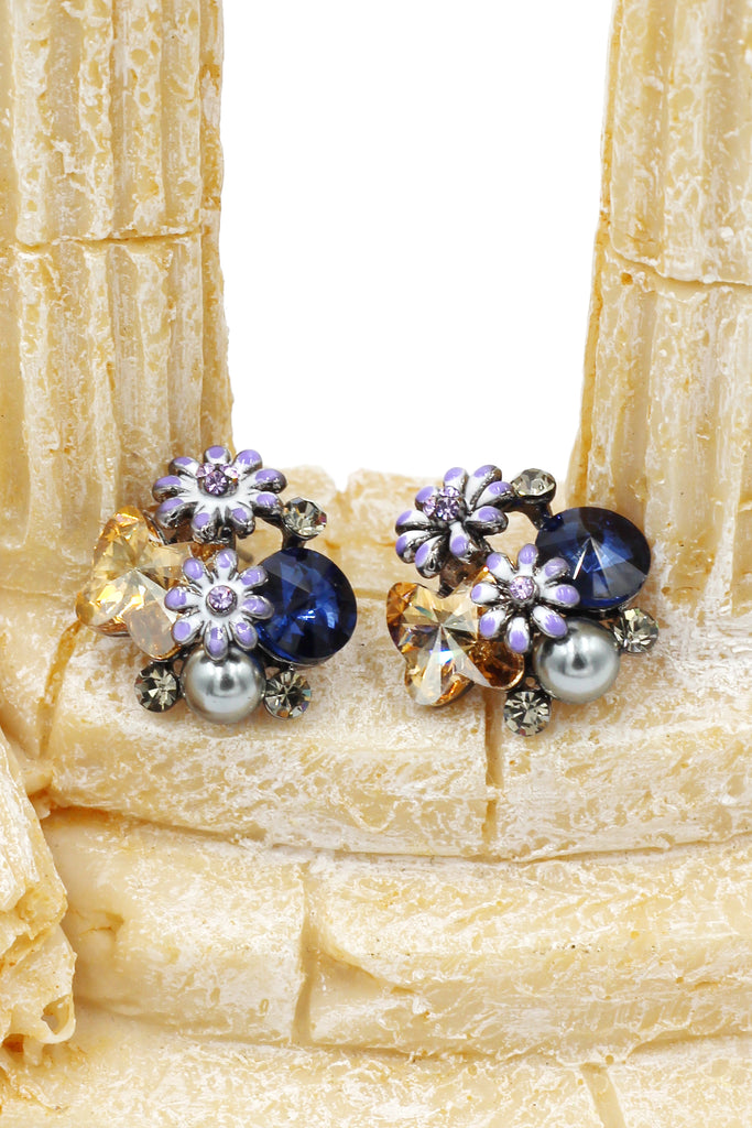 sweet crystal butterfly pearl flower earrings