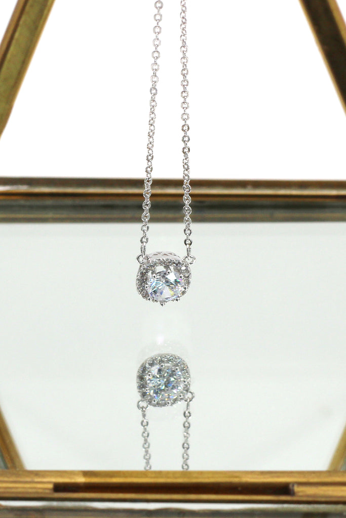 lady silver crystal pendant necklace