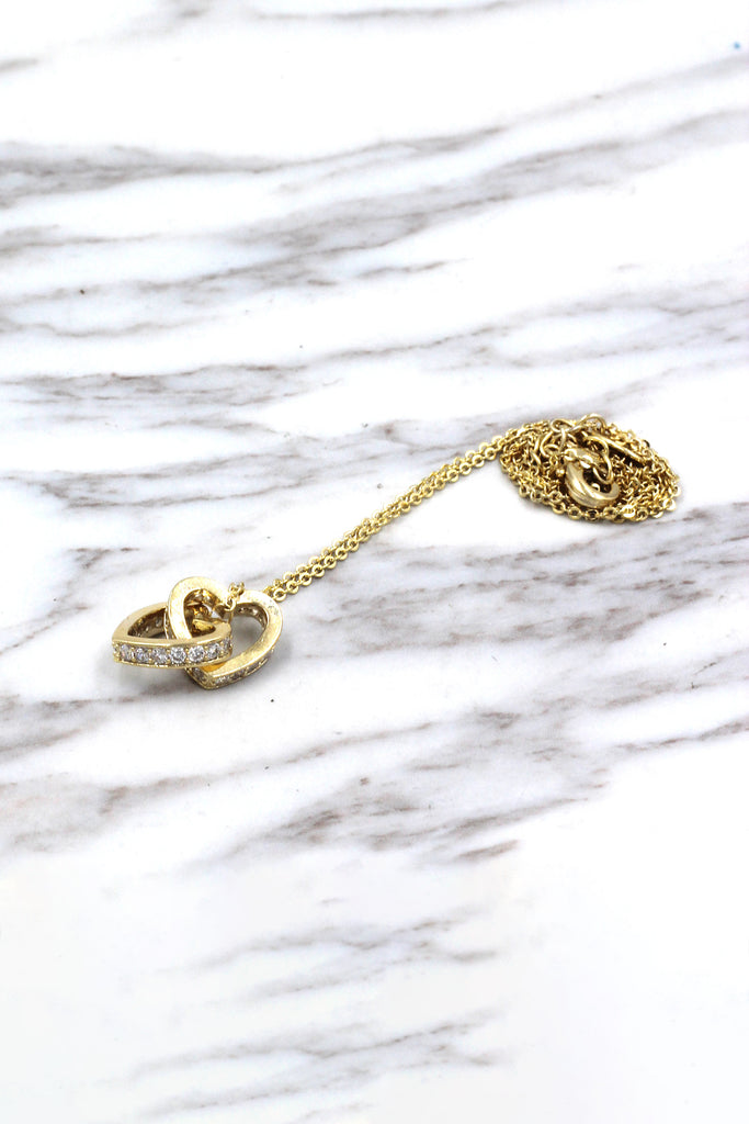 double heart crystal necklace