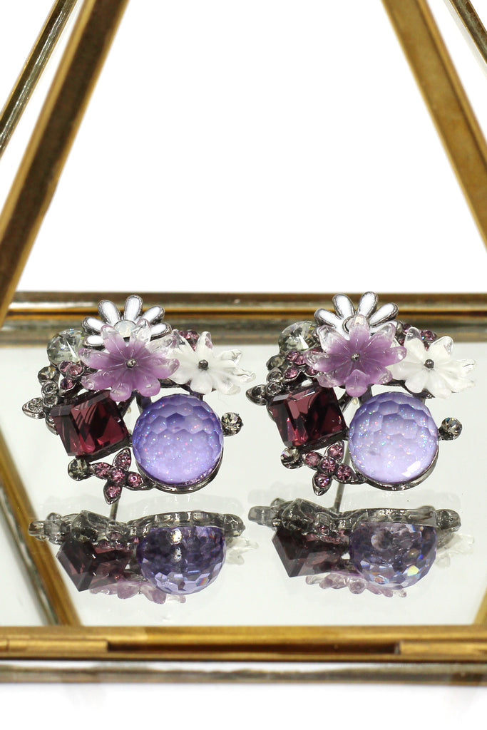 lovely crystal flower earrings