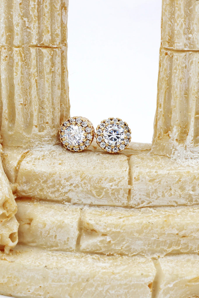 simple golden crystal earring necklace set