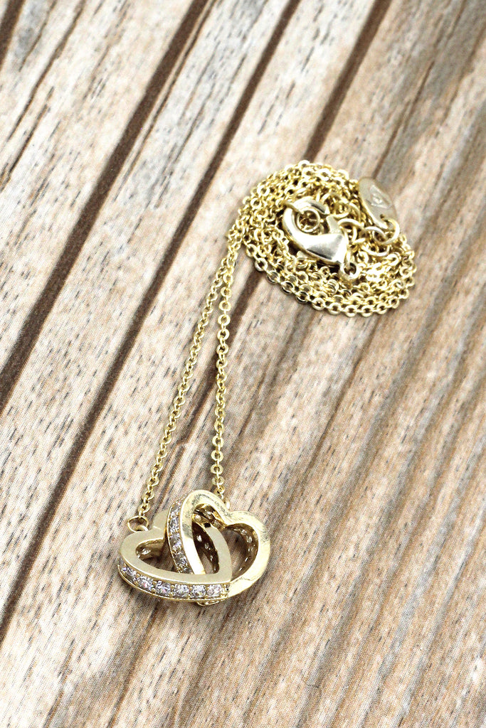 double heart crystal necklace