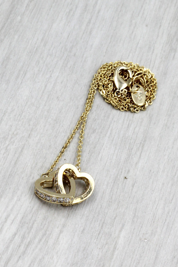 double heart crystal necklace