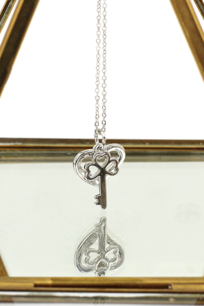 elegant heart necklace ring set
