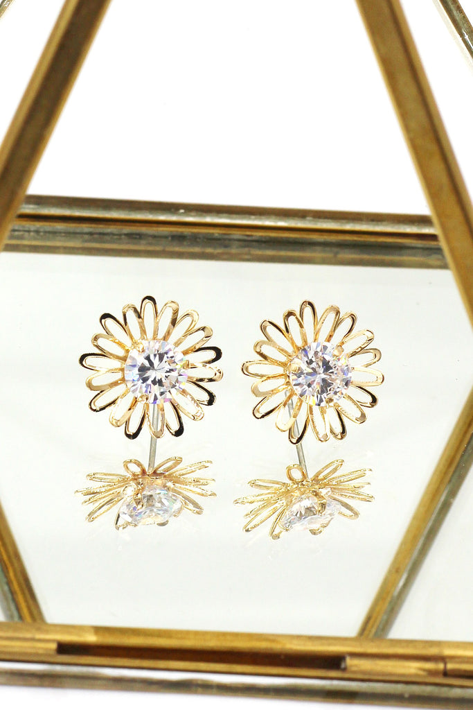 Fashion Daisy Crystal Earrings Necklace Set