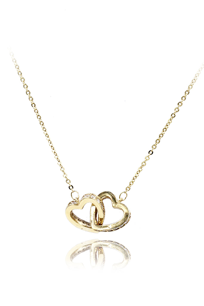 double heart crystal necklace