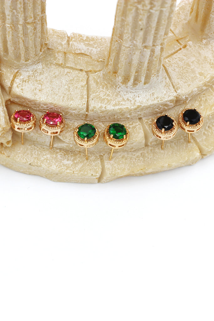 golden four-claw crystal earrings