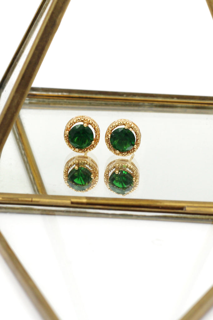 golden four-claw crystal earrings