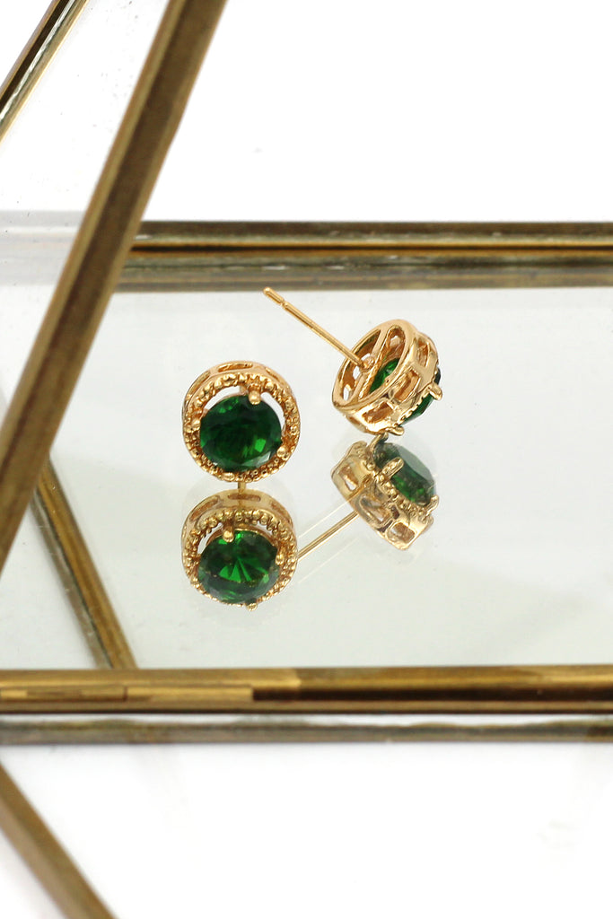 fashion gold four-claw crystal earrings necklace set