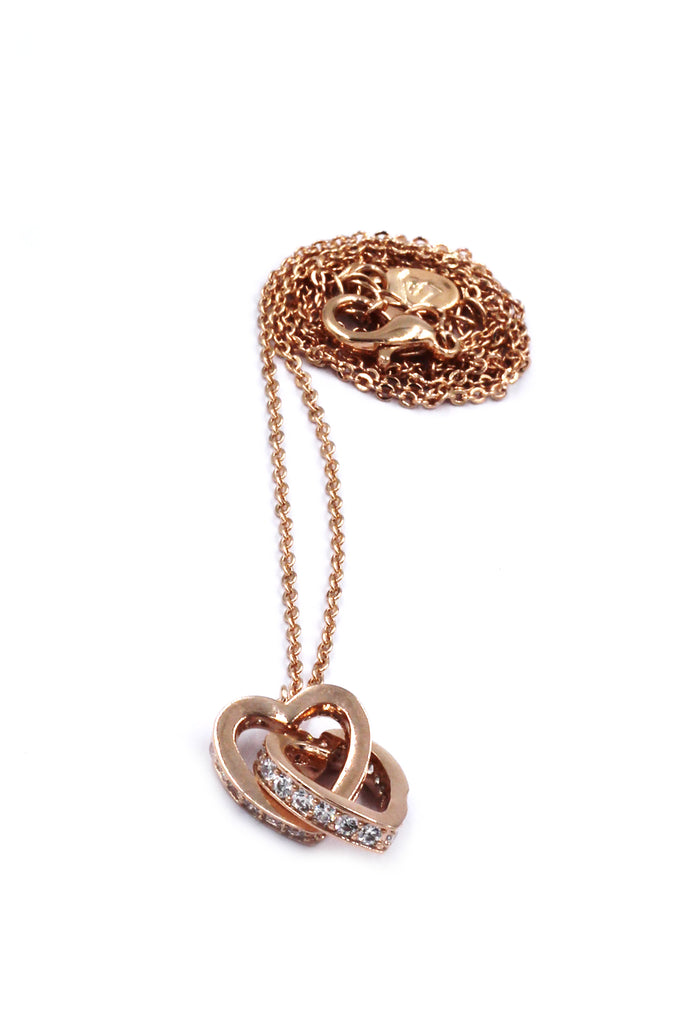 double heart crystal necklace