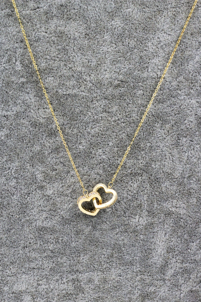 double heart crystal necklace