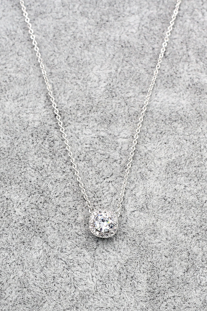 lady silver crystal pendant necklace