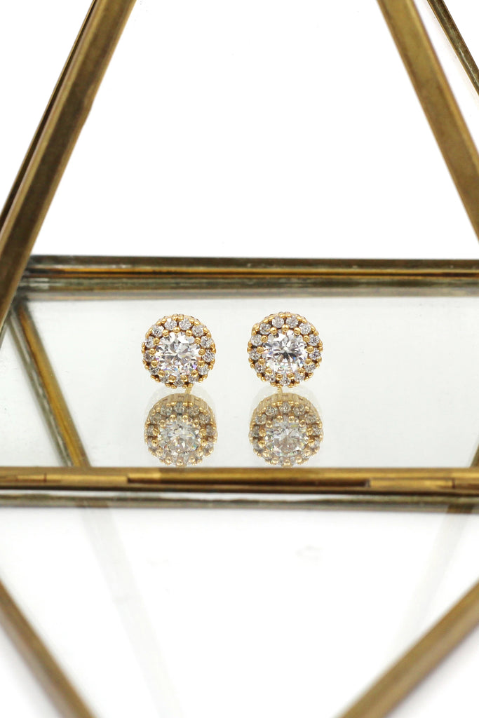 simple golden crystal earring necklace set