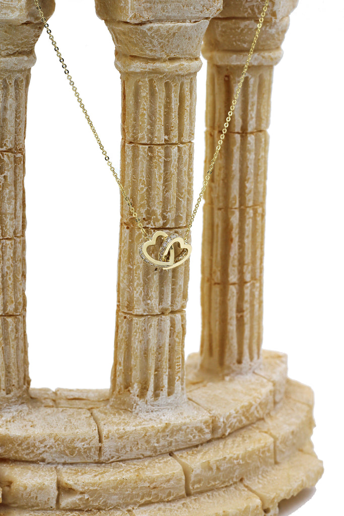 double heart crystal necklace