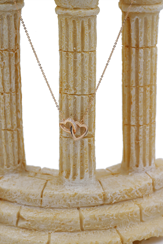 double heart crystal necklace