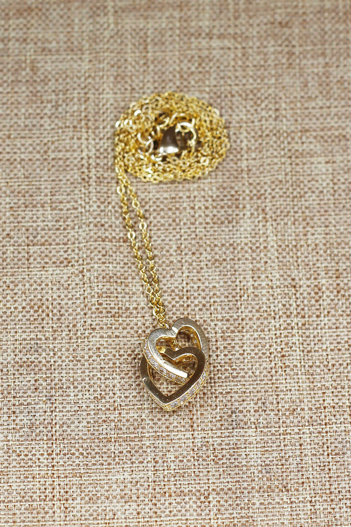 double heart crystal necklace