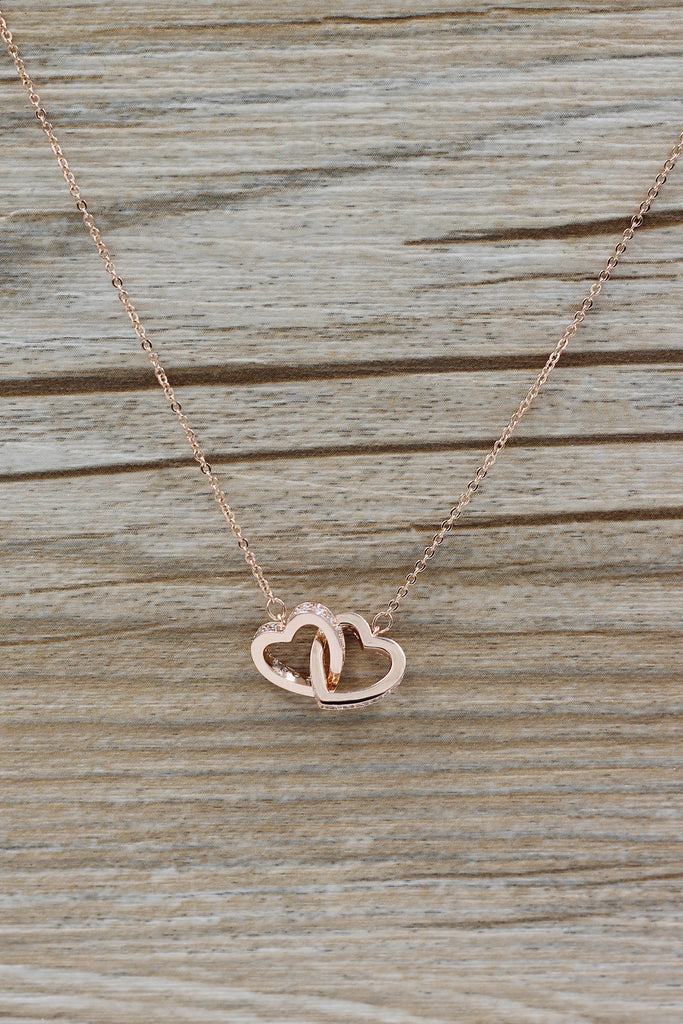 double heart crystal necklace