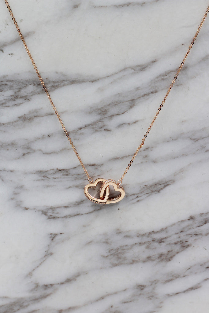 double heart crystal necklace