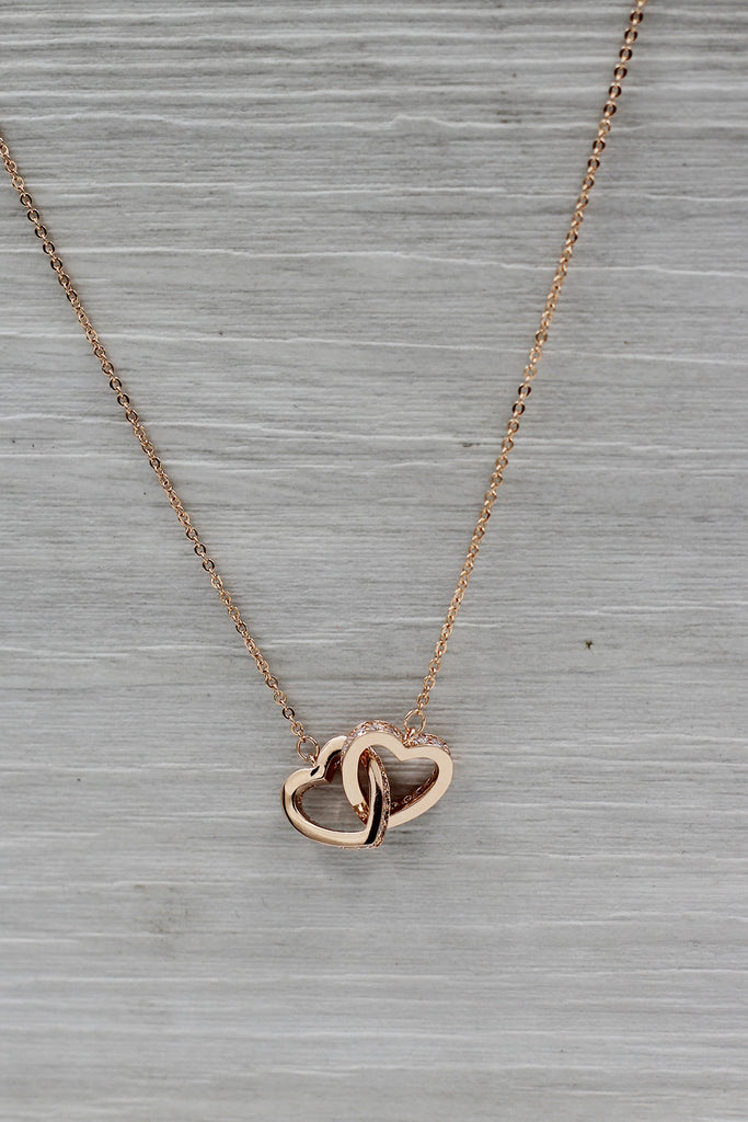 double heart crystal necklace