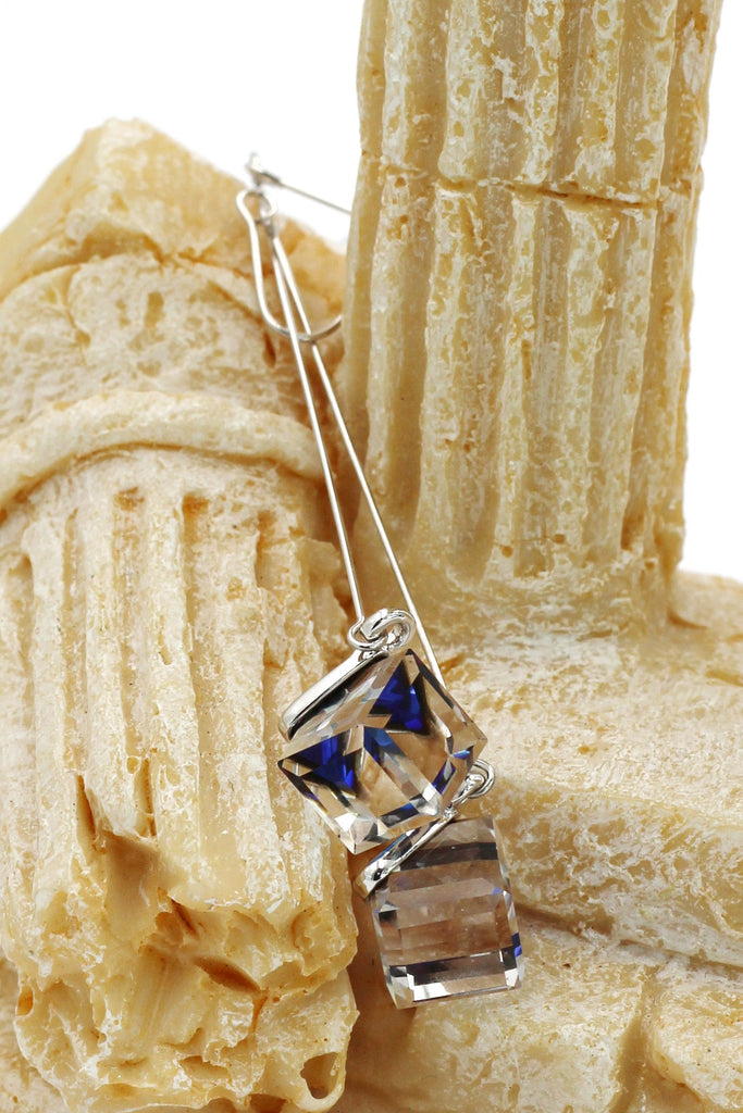 blue necklace earrings ring trio