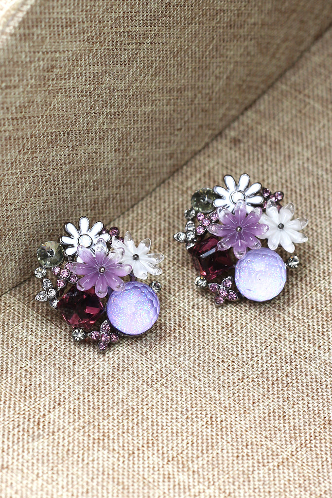 lovely crystal flower earrings