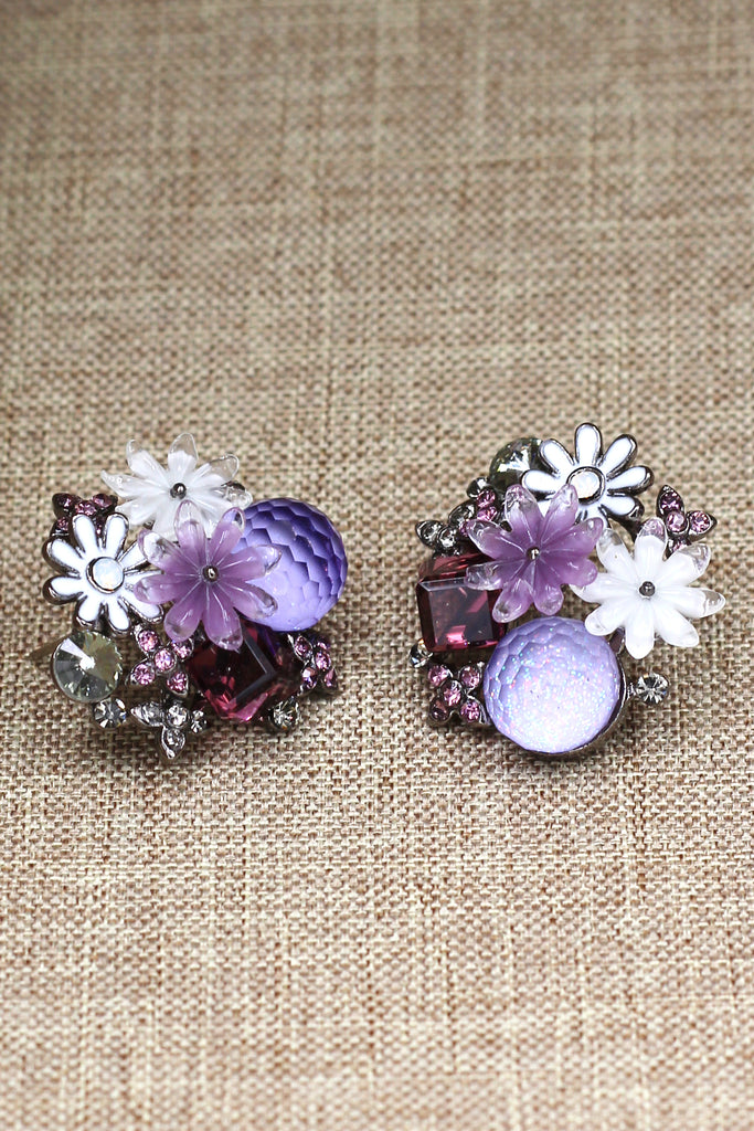 lovely crystal flower earrings