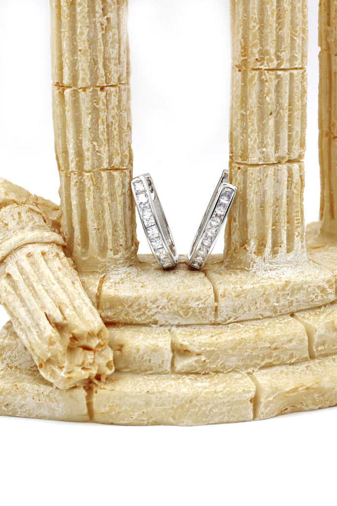 Silver u crystal earrings