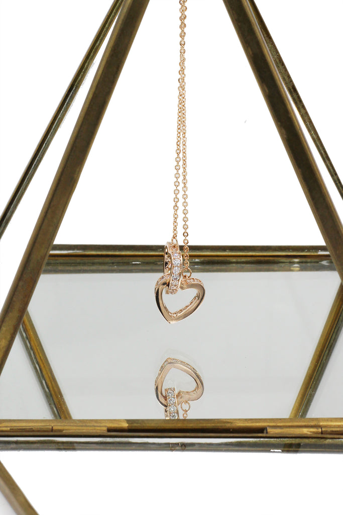 double heart crystal necklace