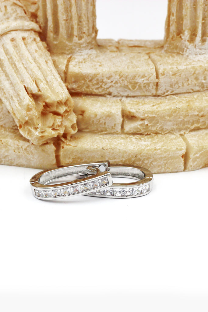 Silver u crystal earrings