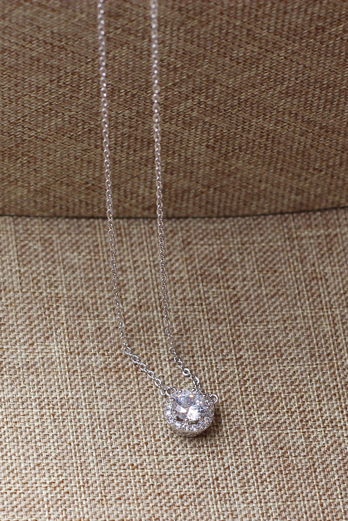 lady silver crystal pendant necklace