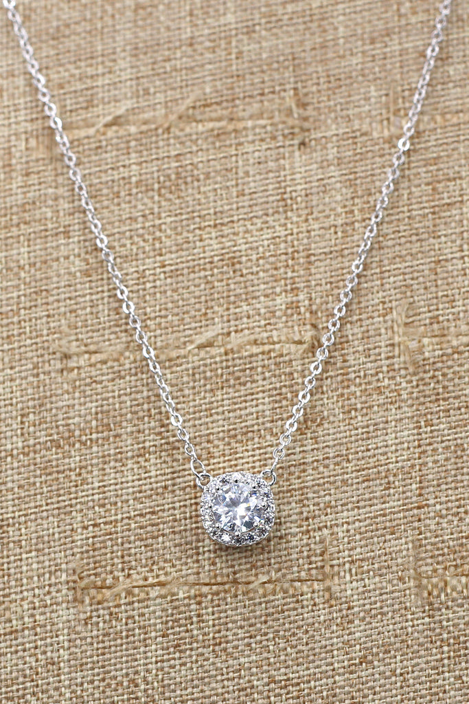 lady silver crystal pendant necklace
