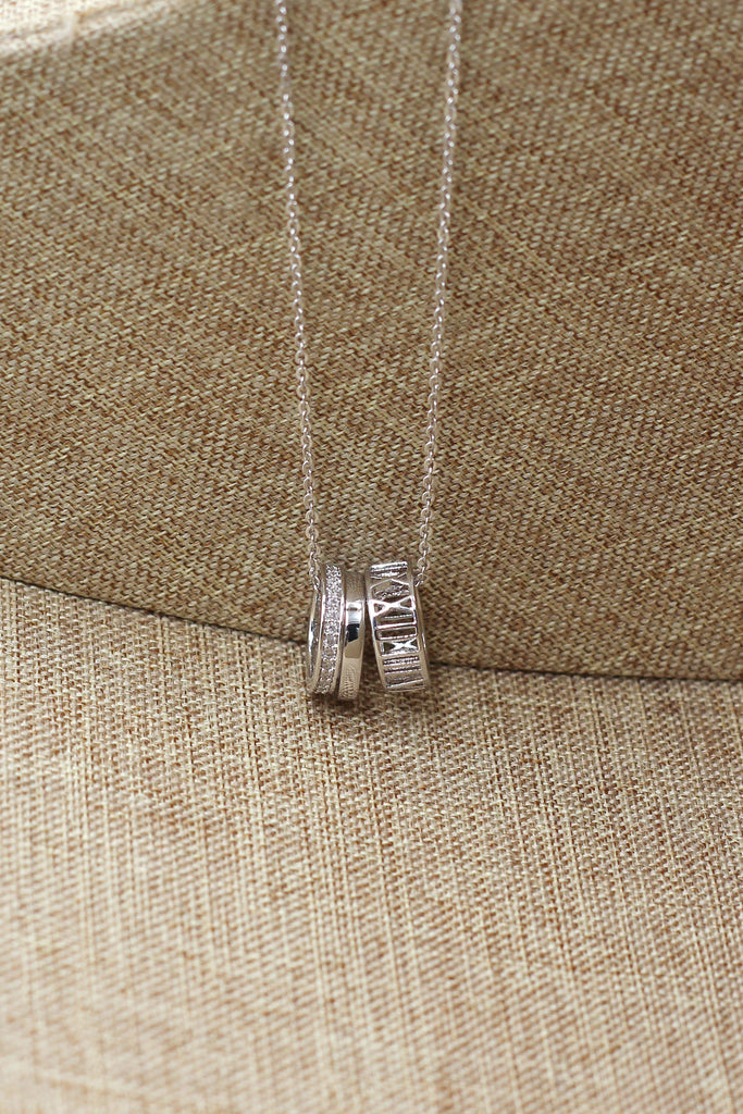 lady circle crystal silver necklace