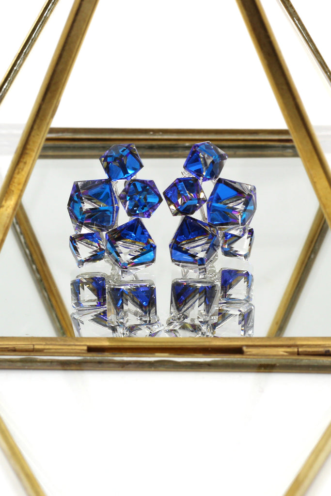 cube crystal earrings